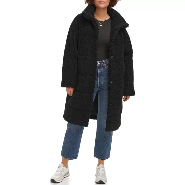 Levis Womens Long Length Patchwork Quilted Teddy CoatBlack