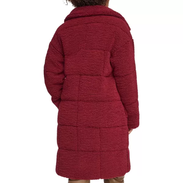 Levis Womens Long Length Patchwork Quilted Teddy CoatCabernet