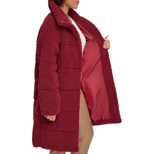 Levis Womens Long Length Patchwork Quilted Teddy CoatCabernet