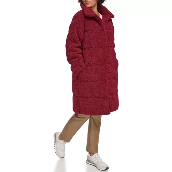 Levis Womens Long Length Patchwork Quilted Teddy CoatCabernet