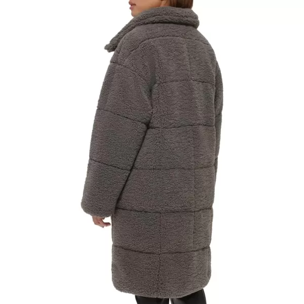 Levis Womens Long Length Patchwork Quilted Teddy CoatCarbon Grey