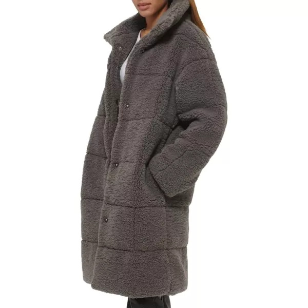 Levis Womens Long Length Patchwork Quilted Teddy CoatCarbon Grey