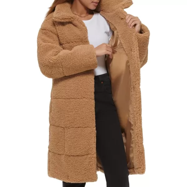 Levis Womens Long Length Patchwork Quilted Teddy CoatChestnut