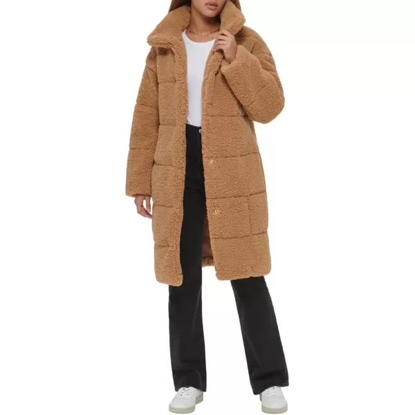 Levis Womens Long Length Patchwork Quilted Teddy CoatChestnut