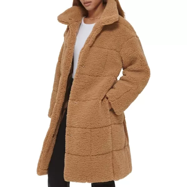 Levis Womens Long Length Patchwork Quilted Teddy CoatChestnut