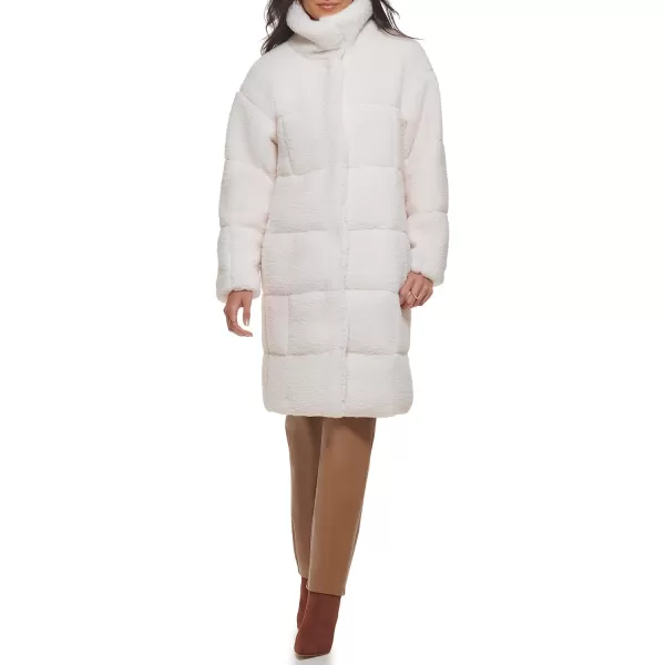 Levis Womens Long Length Patchwork Quilted Teddy CoatCream