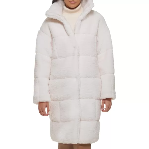 Levis Womens Long Length Patchwork Quilted Teddy CoatCream