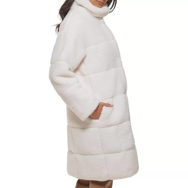 Levis Womens Long Length Patchwork Quilted Teddy CoatCream