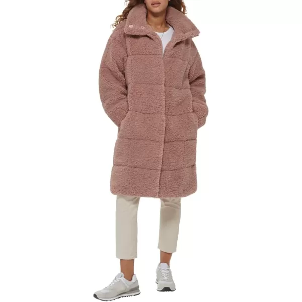 Levis Womens Long Length Patchwork Quilted Teddy CoatMauve