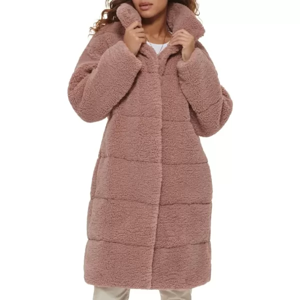 Levis Womens Long Length Patchwork Quilted Teddy CoatMauve