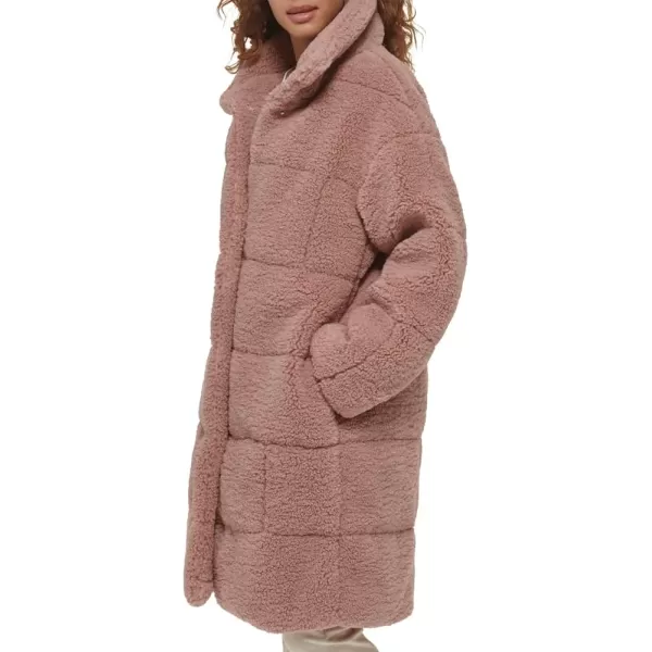 Levis Womens Long Length Patchwork Quilted Teddy CoatMauve