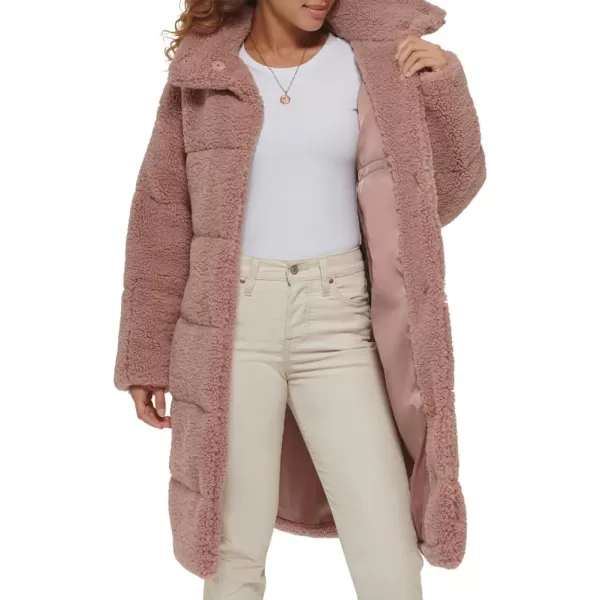 Levis Womens Long Length Patchwork Quilted Teddy CoatMauve