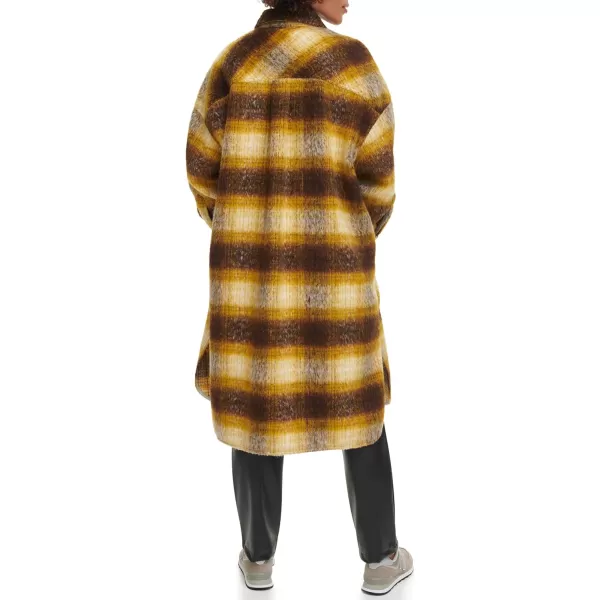 Levis Womens Long Plaid Shirt JacketYellow Plaid