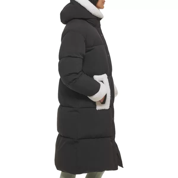 Levis Womens Long Quilted Parka with Sherpa TrimsBlack