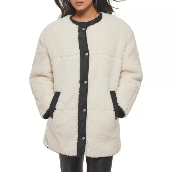 Levis Womens Midlength Sherpa Coat with Reversible WearCamel Color Block