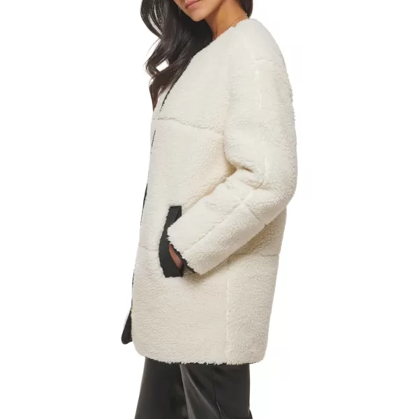 Levis Womens Midlength Sherpa Coat with Reversible WearCamel Color Block