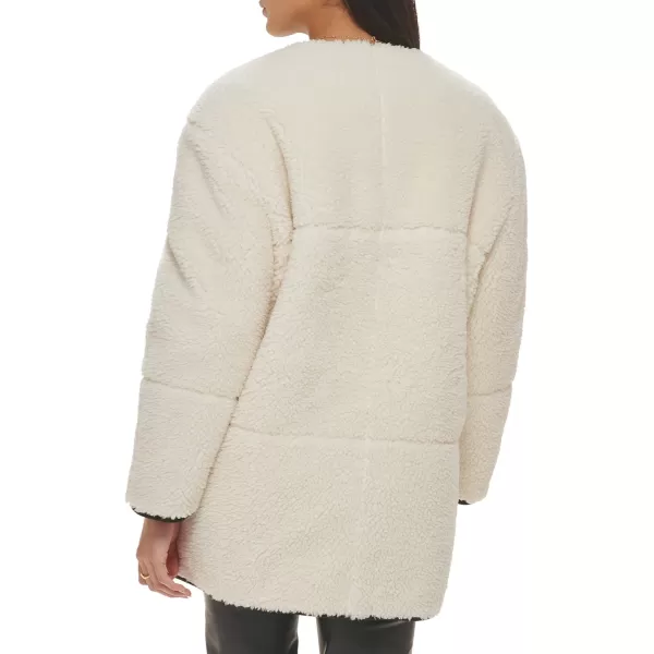 Levis Womens Midlength Sherpa Coat with Reversible WearCamel Color Block