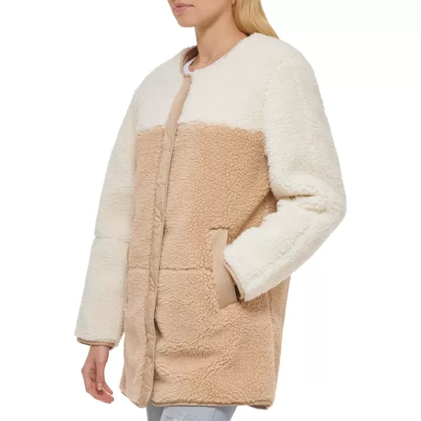 Levis Womens Midlength Sherpa Coat with Reversible WearSesame