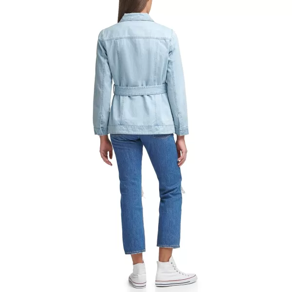 Levis Womens Midweight Cotton Belted Shirt JacketStandard Light Wash Denim