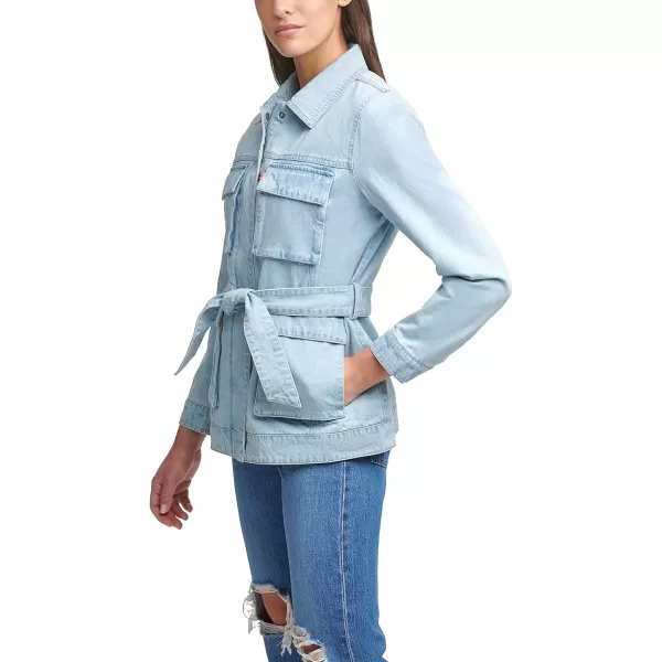 Levis Womens Midweight Cotton Belted Shirt JacketStandard Light Wash Denim