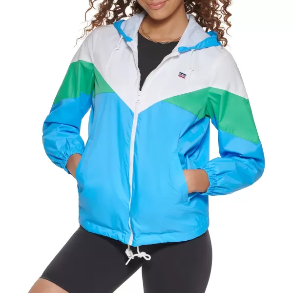 Levis Womens Nylon Color Block WindbreakerTeal Multi