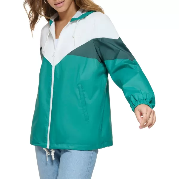 Levis Womens Nylon Color Block WindbreakerWhite Emerald