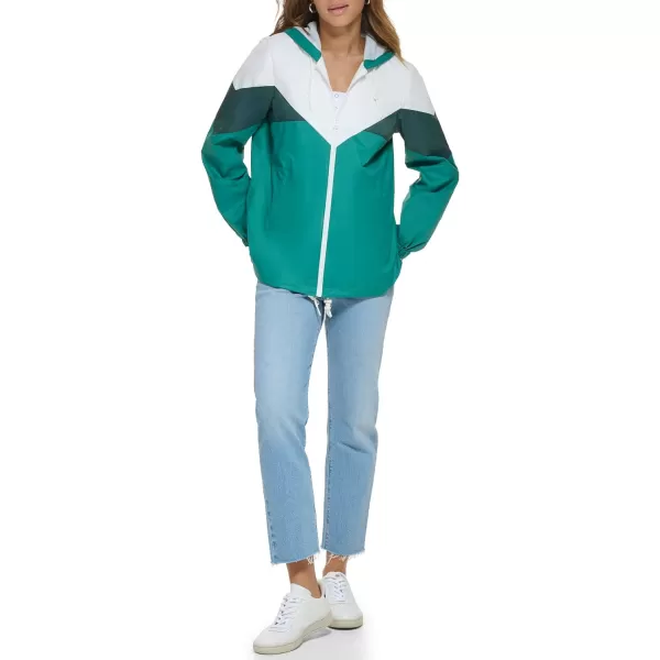 Levis Womens Nylon Color Block WindbreakerWhite Emerald