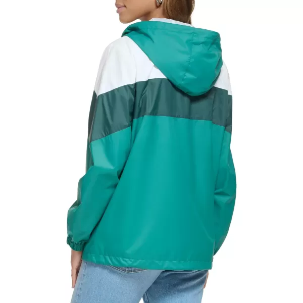 Levis Womens Nylon Color Block WindbreakerWhite Emerald