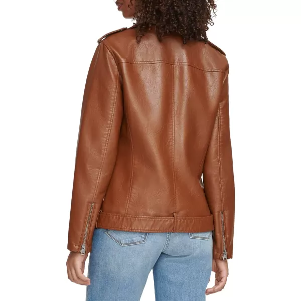 Levis Womens Oversized Faux Leather Belted Motorcycle Jacket Standard  Plus SizesEquestrian Brown