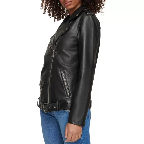 Levis Womens Oversized Faux Leather Belted Motorcycle Jacket Standard  Plus SizesNew Black