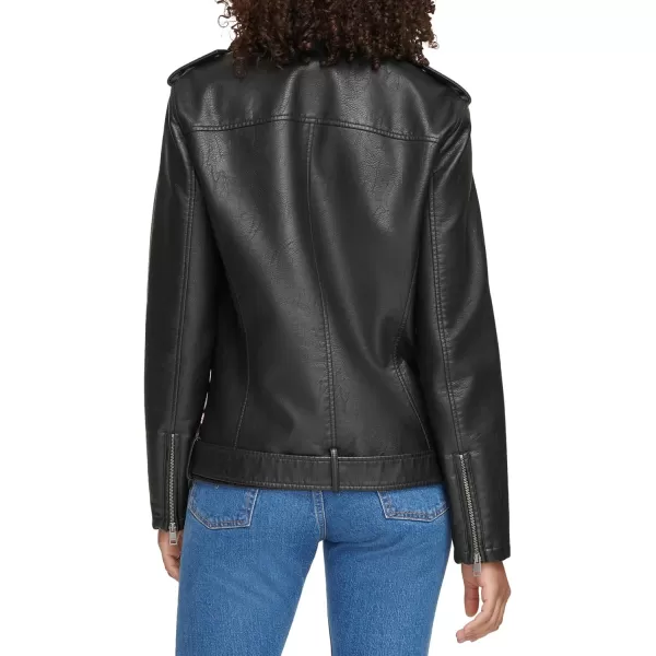 Levis Womens Oversized Faux Leather Belted Motorcycle Jacket Standard  Plus SizesNew Black