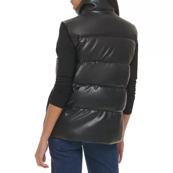 Levis Womens Plus Size Vegan Leather Puffer VestBlack