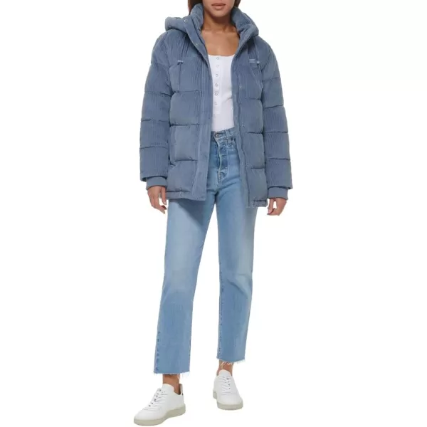 Levis Womens Quilted Bubble PufferWashed Blue Corduroy