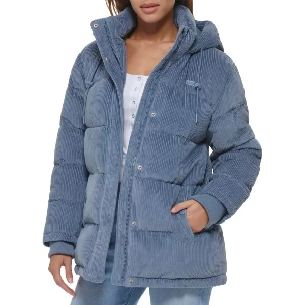 Levis Womens Quilted Bubble PufferWashed Blue Corduroy