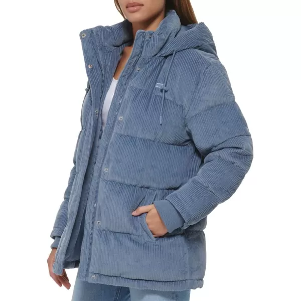 Levis Womens Quilted Bubble PufferWashed Blue Corduroy