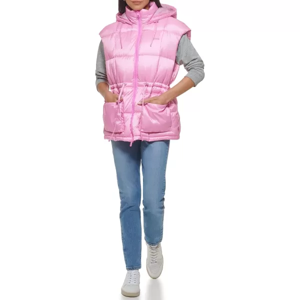 Levis Womens Quilted Megan Hooded Puffer JacketBaby Pink Vest