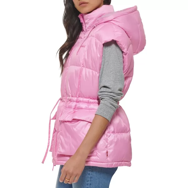 Levis Womens Quilted Megan Hooded Puffer JacketBaby Pink Vest