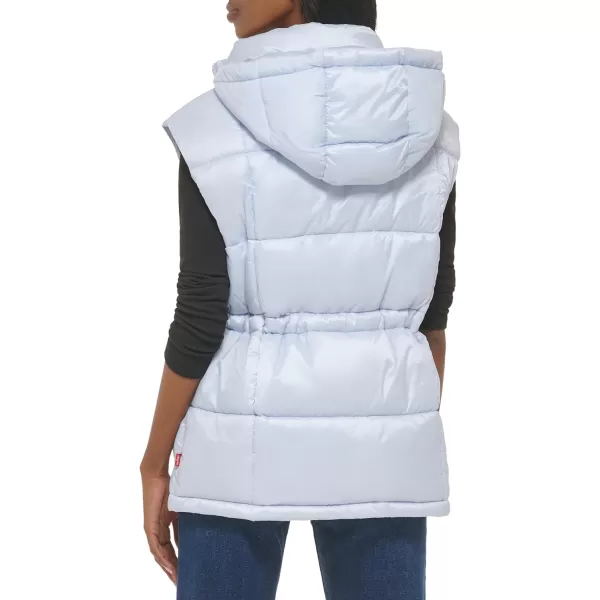 Levis Womens Quilted Megan Hooded Puffer JacketLight Blue Vest