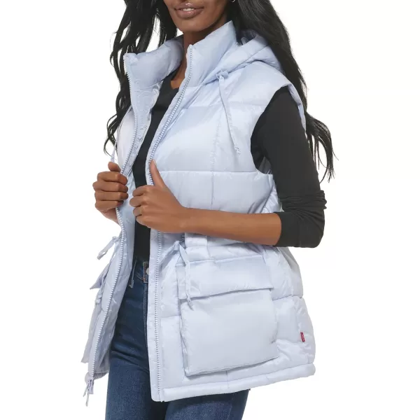 Levis Womens Quilted Megan Hooded Puffer JacketLight Blue Vest