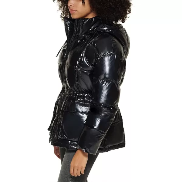 Levis Womens Quilted Megan Hooded Puffer JacketNew Polished Black