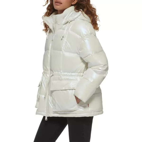 Levis Womens Quilted Megan Hooded Puffer JacketNew Polished Cream