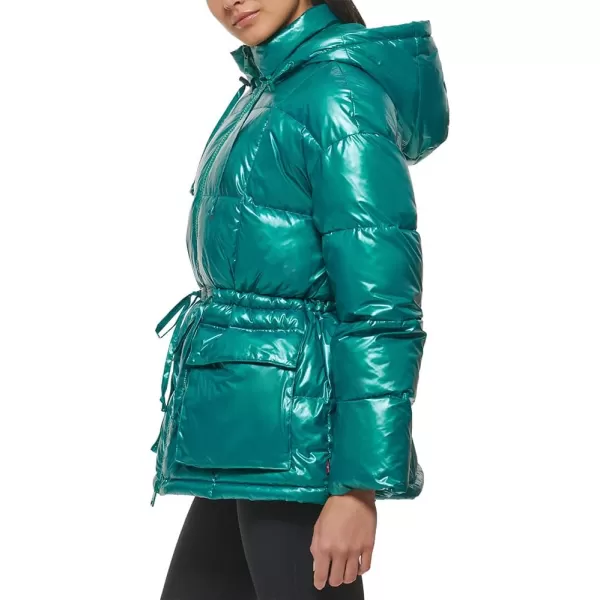 Levis Womens Quilted Megan Hooded Puffer JacketPolished Emerald