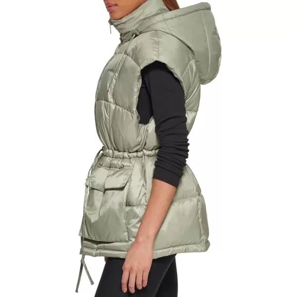 Levis Womens Quilted Megan Hooded Puffer JacketSea Green Vest