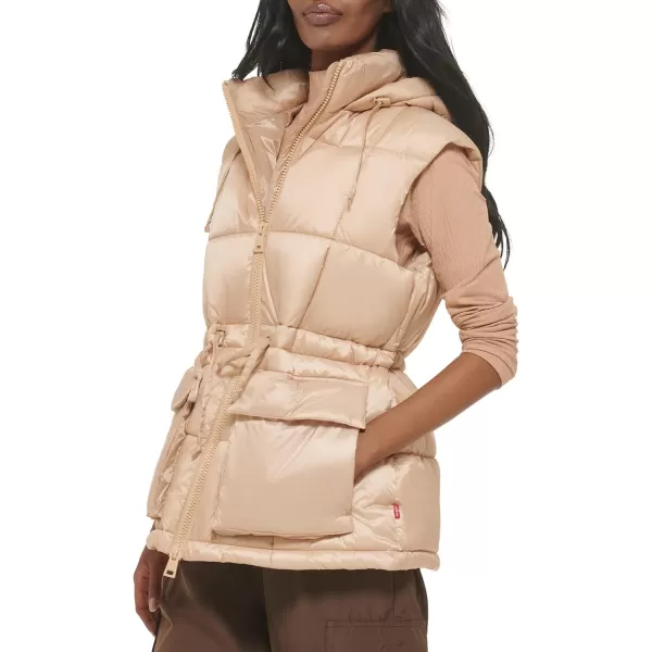 Levis Womens Quilted Megan Hooded Puffer JacketSesame Vest