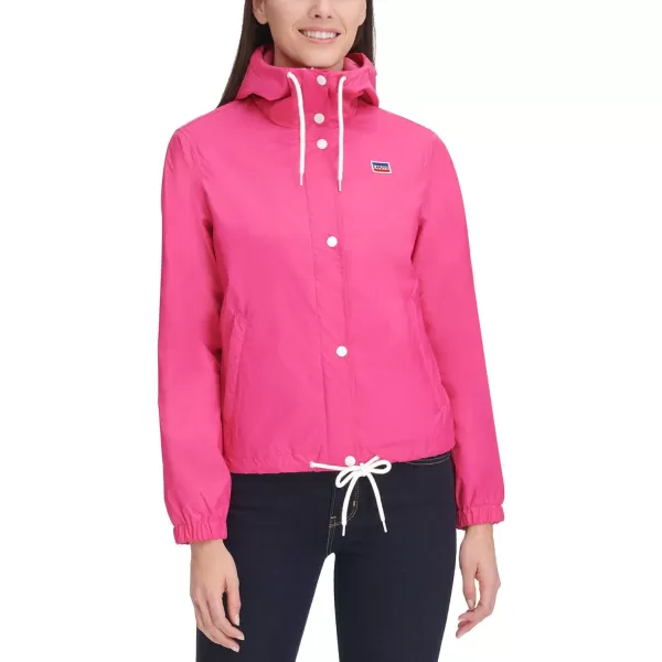 Levis Womens Retro Hooded Rain Windbreaker Jacket Standard amp Plus SizesStandard Hot Pink