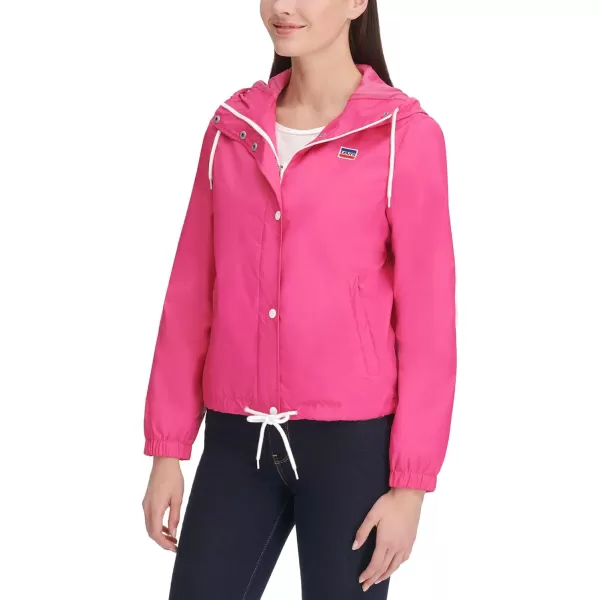 Levis Womens Retro Hooded Rain Windbreaker Jacket Standard amp Plus SizesStandard Hot Pink