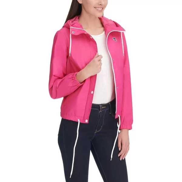 Levis Womens Retro Hooded Rain Windbreaker Jacket Standard amp Plus SizesStandard Hot Pink