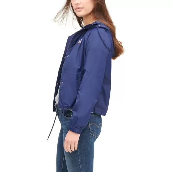 Levis Womens Retro Hooded Rain Windbreaker Jacket Standard amp Plus SizesStandard Navy