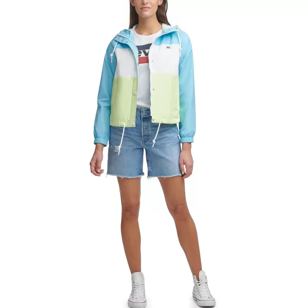 Levis Womens Retro Hooded Rain Windbreaker Jacket Standard amp Plus SizesStandard New Blue Colorblock