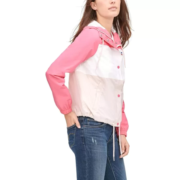 Levis Womens Retro Hooded Rain Windbreaker Jacket Standard amp Plus SizesStandard Pink Colorblock